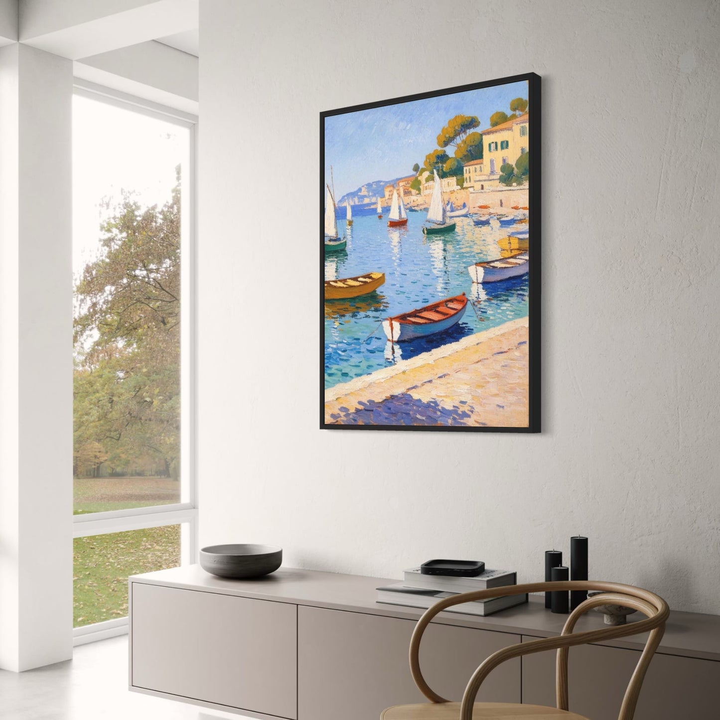 Serene Oceaanzicht | Rustig Zeezichtlandschap | Blauw & Wit