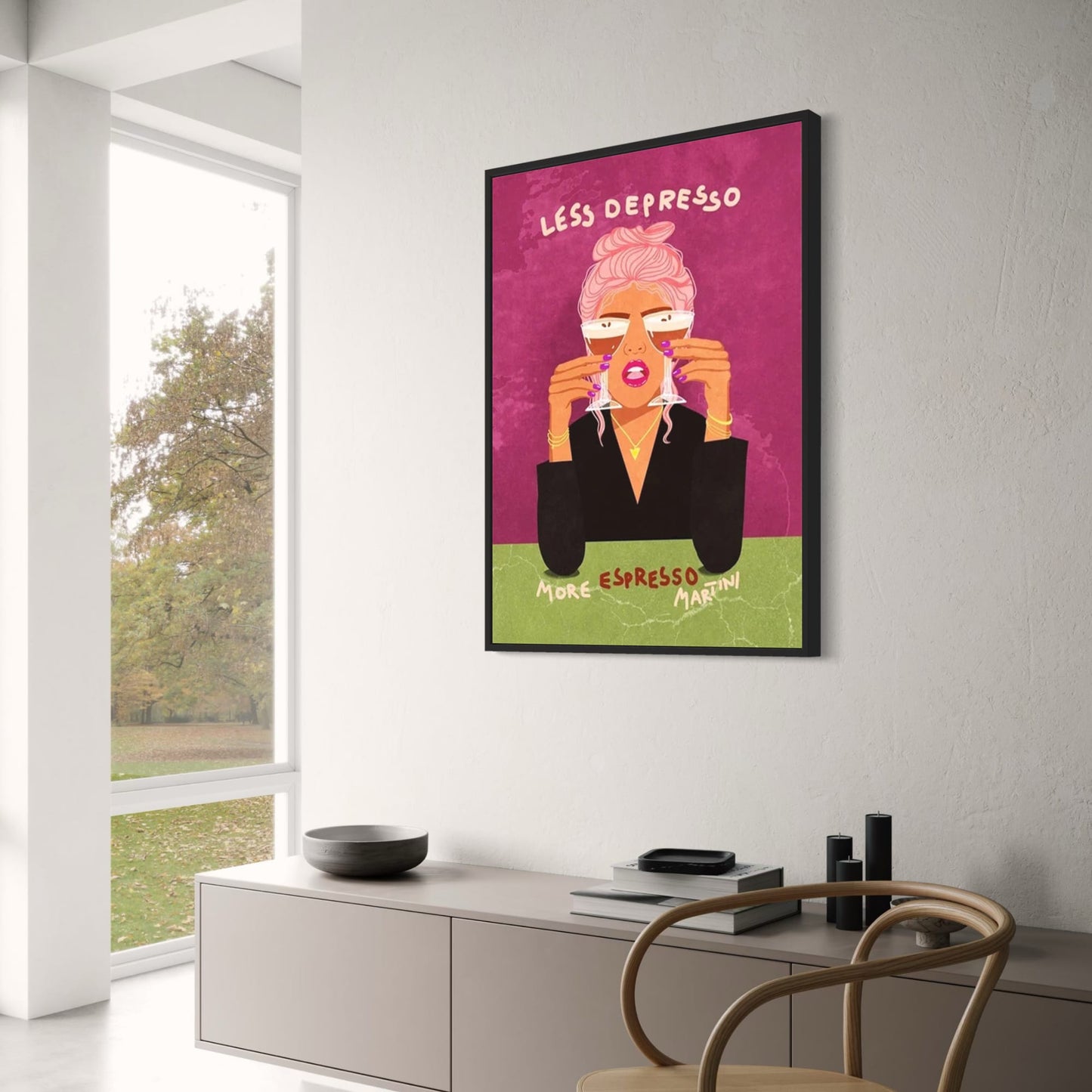 Less Depresso More Espresso Martini | Fun Quote Poster | Bar Wall Art