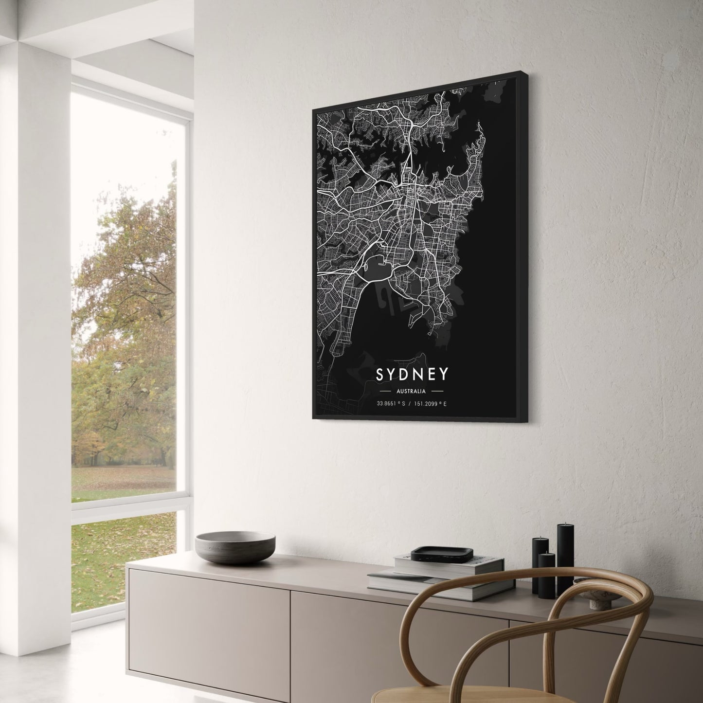 Sydney Kaart | Zwart & Wit