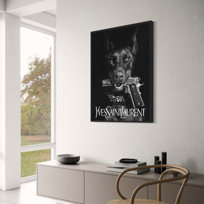 Yves Saint Laurent | Dobermann-Kunst | Pariser Skyline