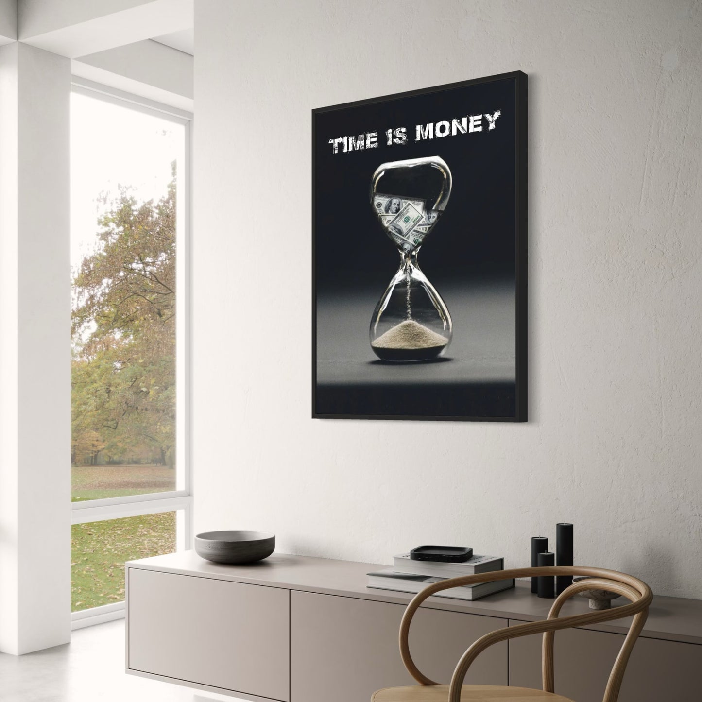Tijd Is Geld Zandloper | Moderne Motiverende Decor
