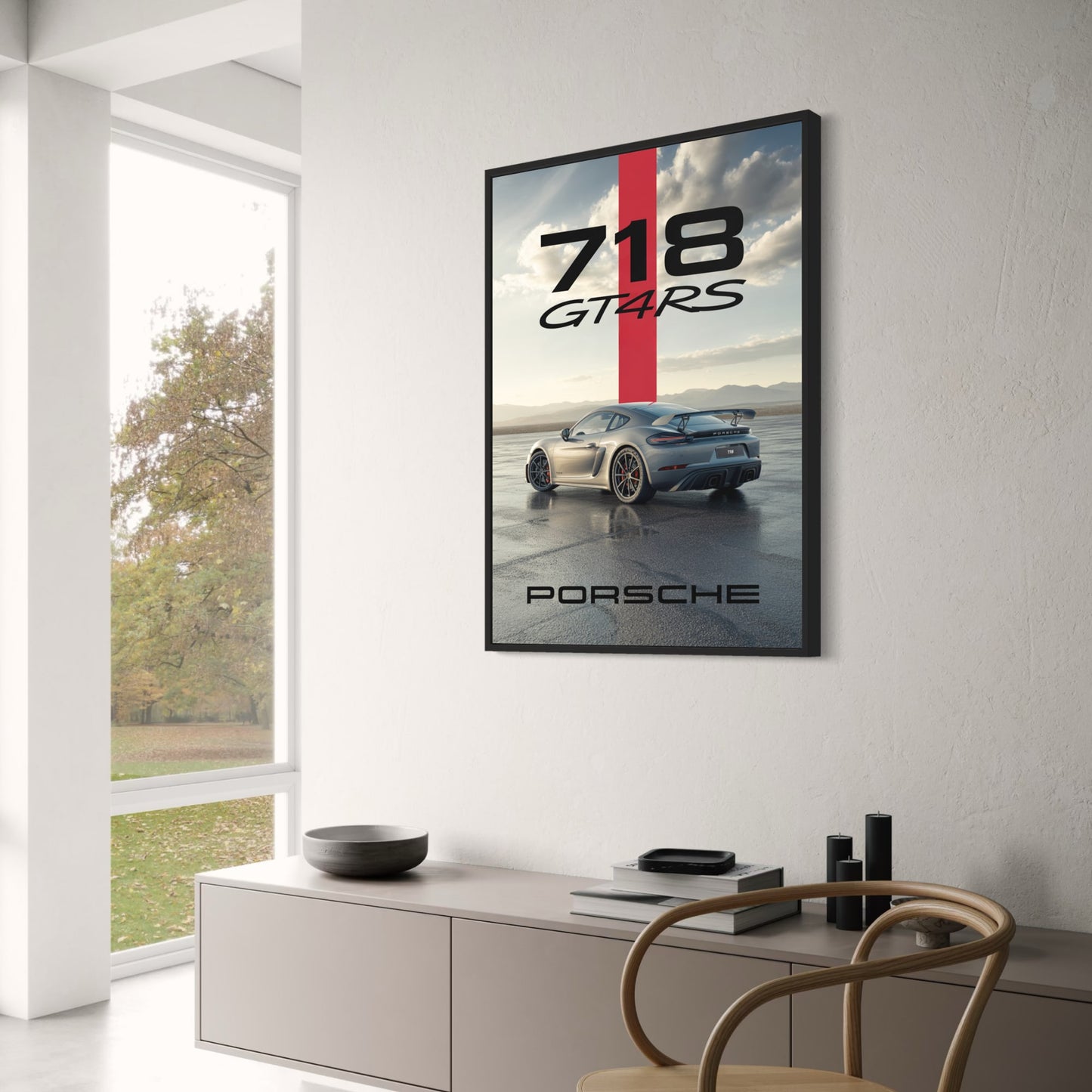 Porsche 718 Cayman GT4 RS Poster, Supercar-Wandkunstdruck, ungerahmt, mattes Papier, mehrere Größen, Automobildekor für Wohnzimmer, Büro oder Männerhöhle, Geschenk für Autoliebhaber