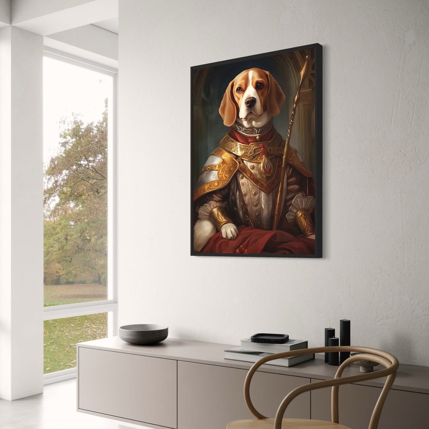 Beagle Poster | Noble Sentinel | Featuring Beagle Dog in Royal Garb | Decorative Artwork for Home Decor