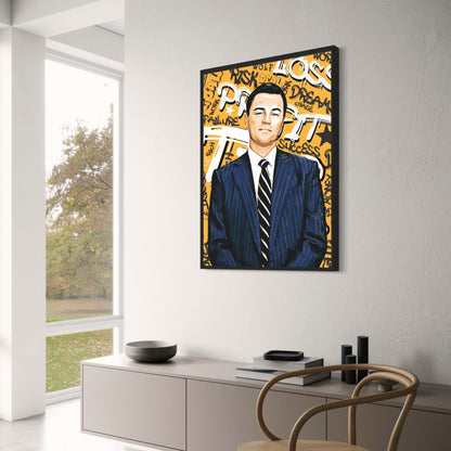 Leonardo DiCaprio Leinwandposter | Filmklassiker „The Wolf of Wall Street“ | Wandkunst-Dekordruck für Zuhause