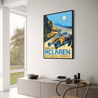 McLaren F1 Poster | Ricciardo & Norris | Sieg in Monza 2021 | Ikonische Formel 1 Momente
