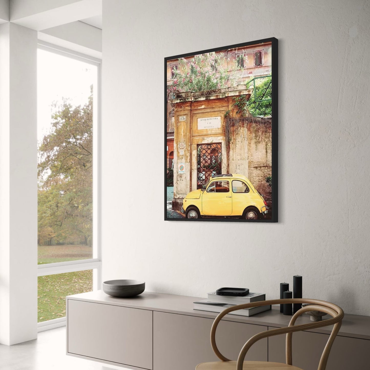 Gele Fiat 500 | Vintage Italiaanse Scene