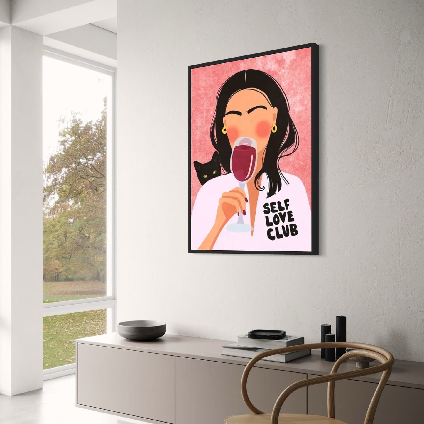 Self Love Club | Wine Enjoyment Poster | Modern Feminist Art