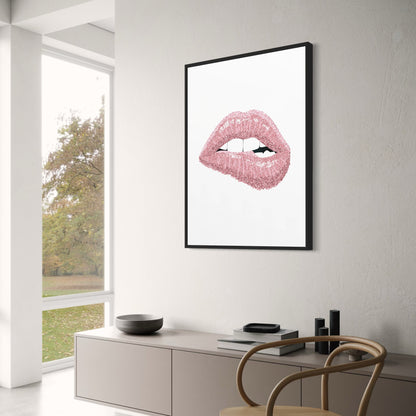 Roze Glanzende Lippen | Glam Moderne Kunst
