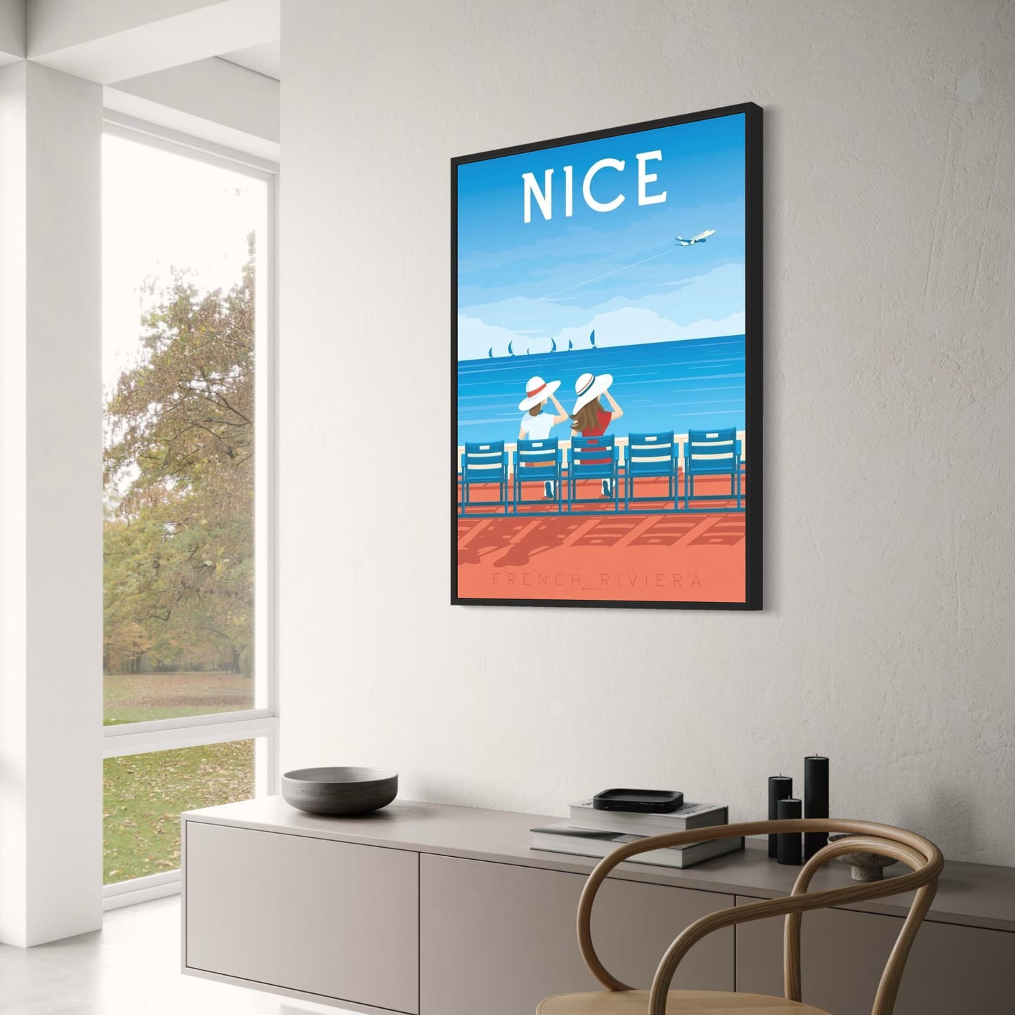 Iconic Destinations Poster | The Beauty of the Sea in Nice France | Coastal Ocean View Artwork | Travel Landscape Wall Art