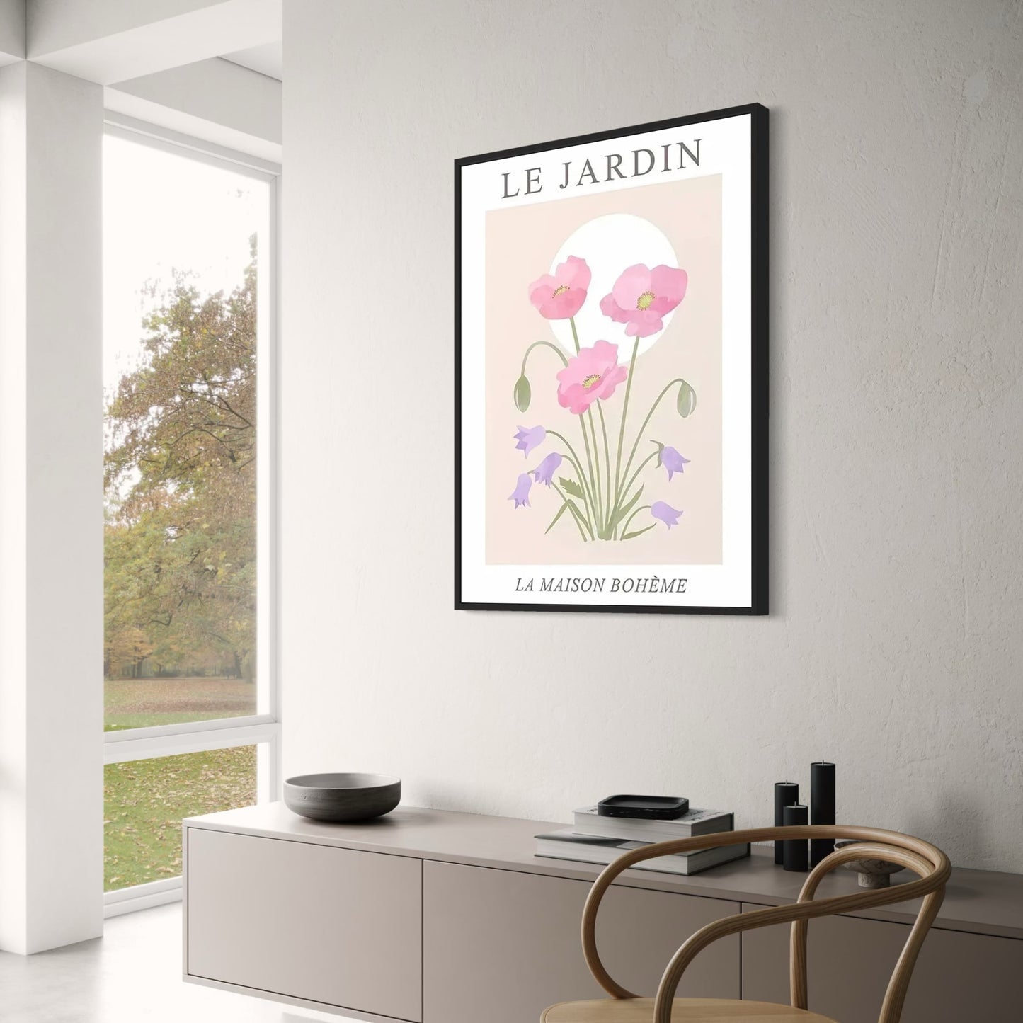 Roze Klaprozen & Paarse Bellenvlinders | Les Fleurs Bloemkunst