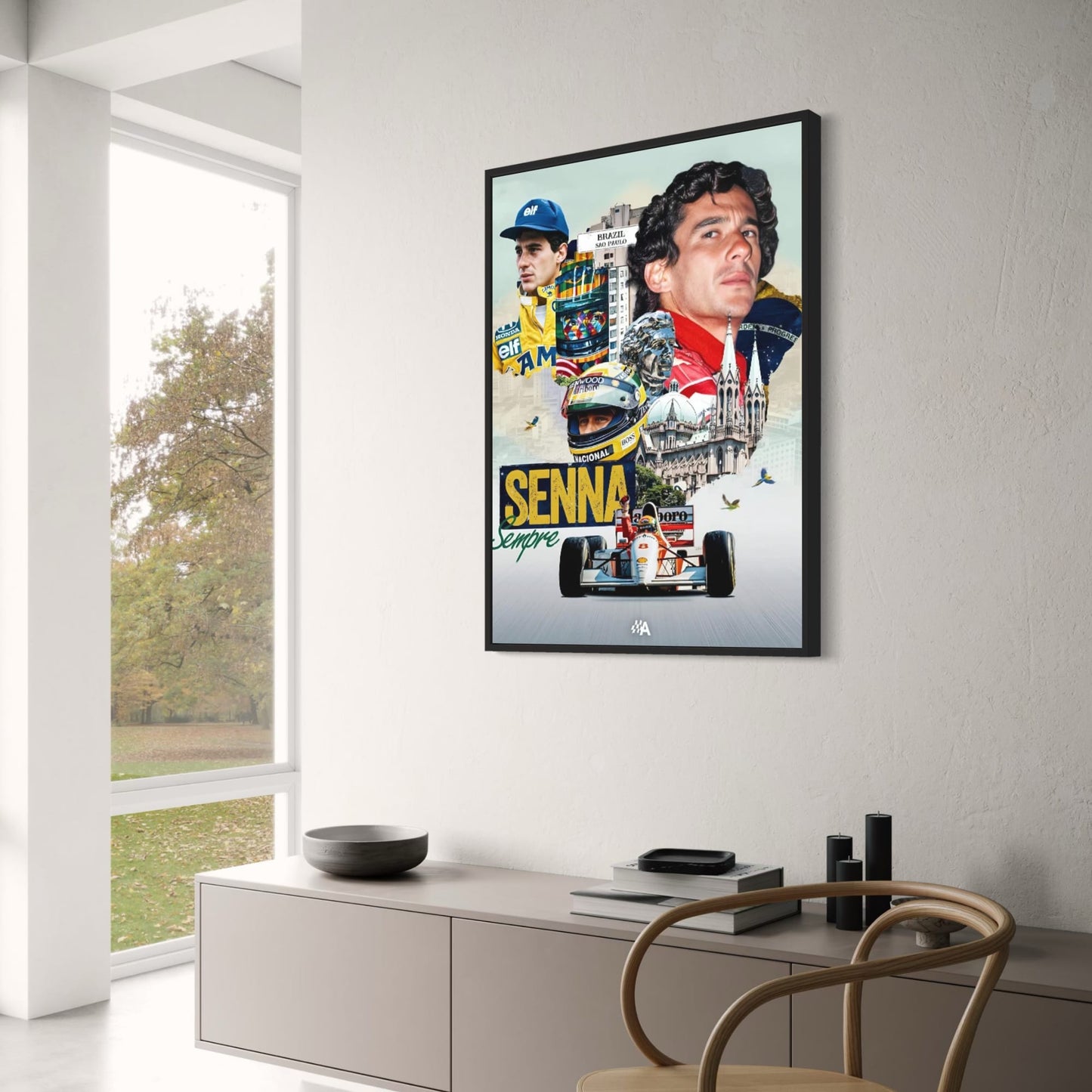Ayrton Senna F1-Rennlegende | Kunstdruck-Poster | Wohnzimmer-/Schlafzimmer-Dekor | Wandkunst für Bar und Café
