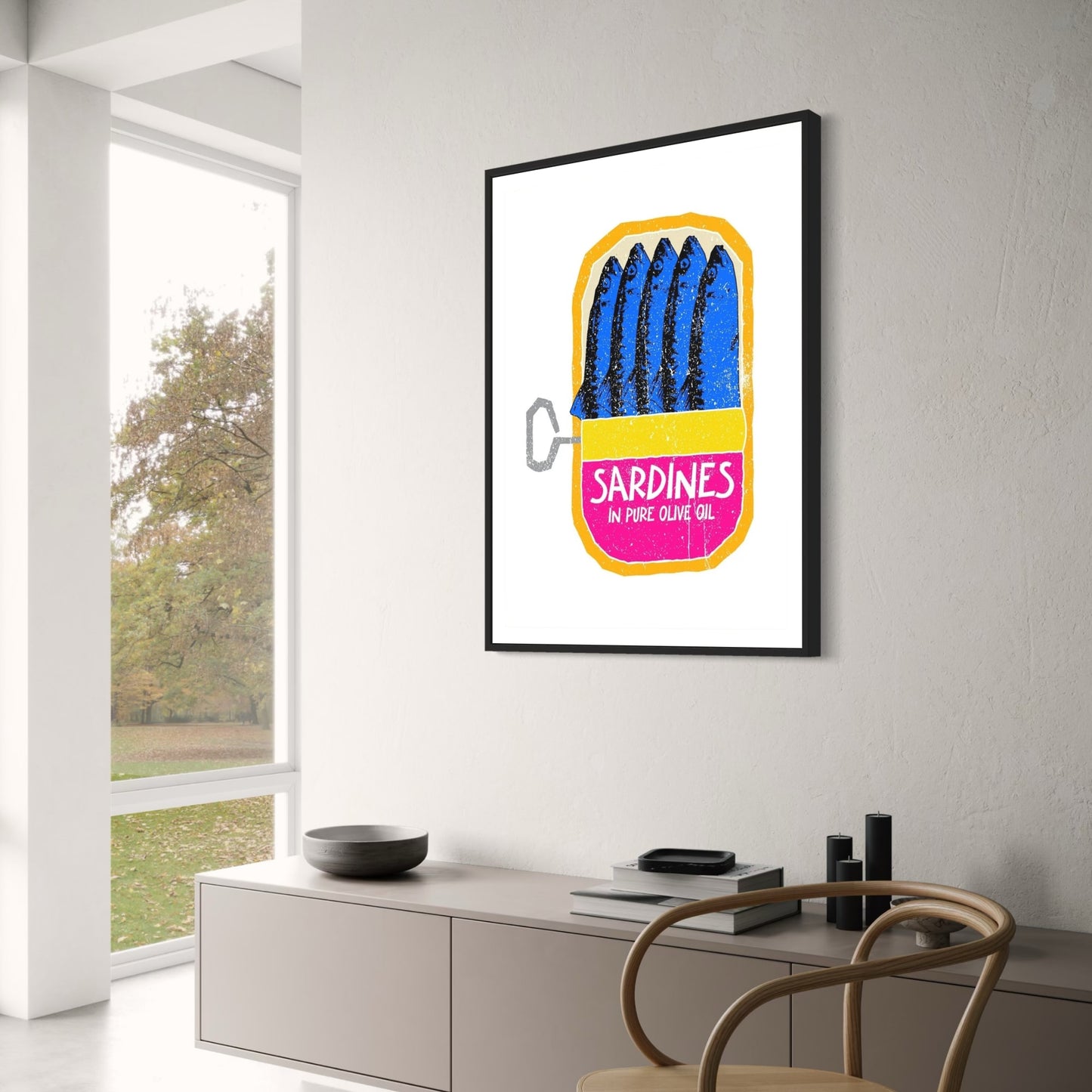 Vintage Sardinen Retro Kunst | Reines Olivenöl Illustration | Essen Poster | Home Wanddekoration