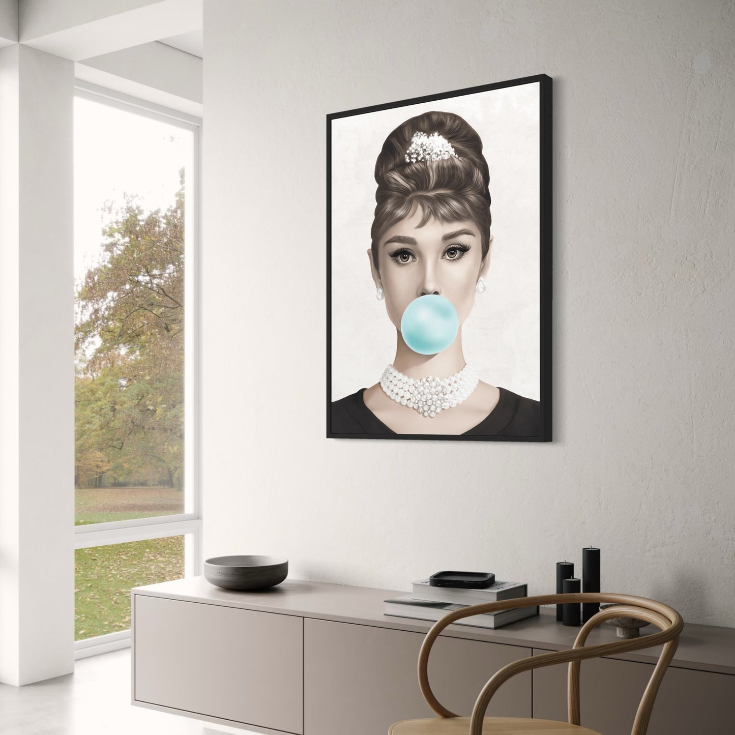 Audrey Hepburn | Vintage Pop Kunst | Zwart & Wit Retro Glamour