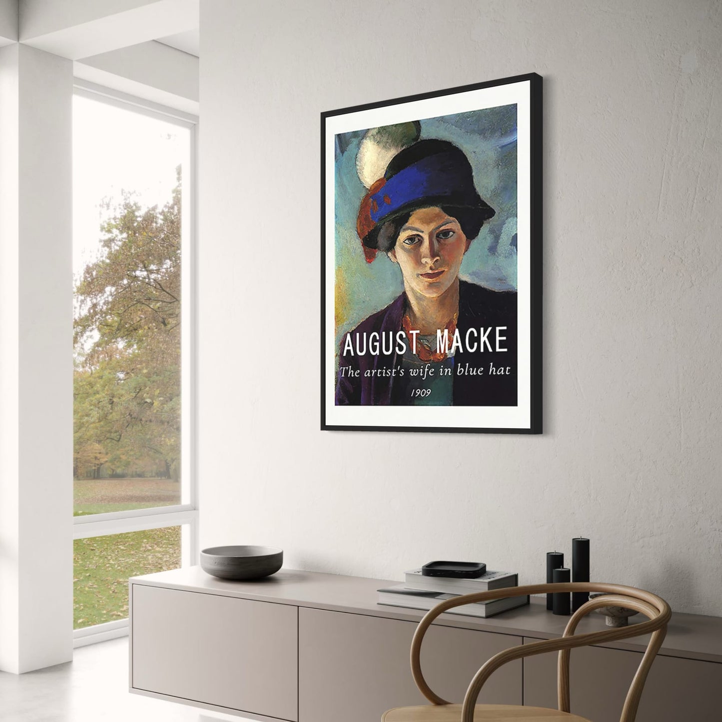 August Macke | Die Frau des Künstlers mit blauem Hut | Reproduktion von 1909 | Poster | Kunstdruck für die Inneneinrichtung