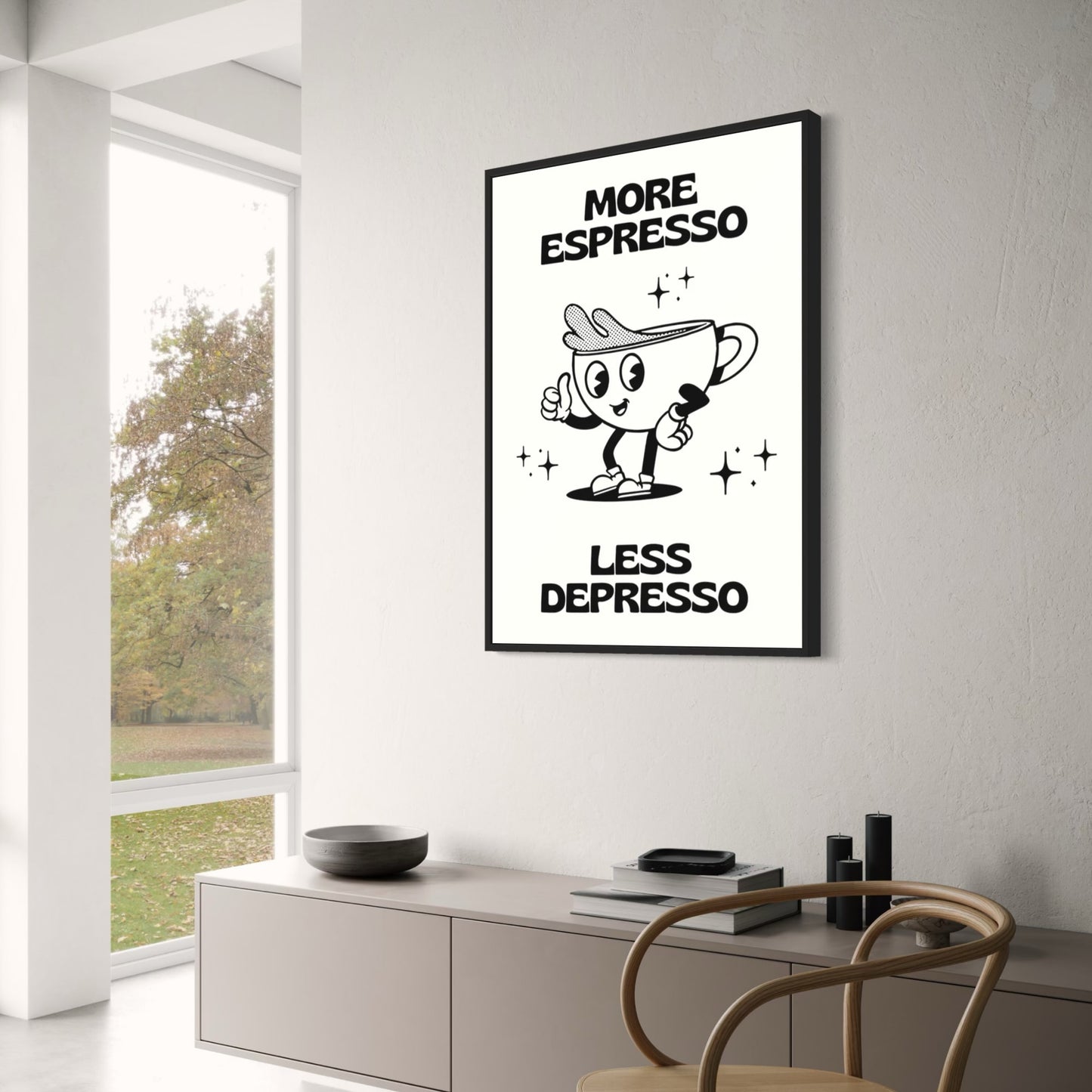 More Espresso Less Depresso | Vintage Cartoon | Pink Simplicity