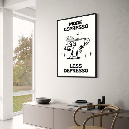 More Espresso Less Depresso | Vintage Cartoon | Pink Simplicity