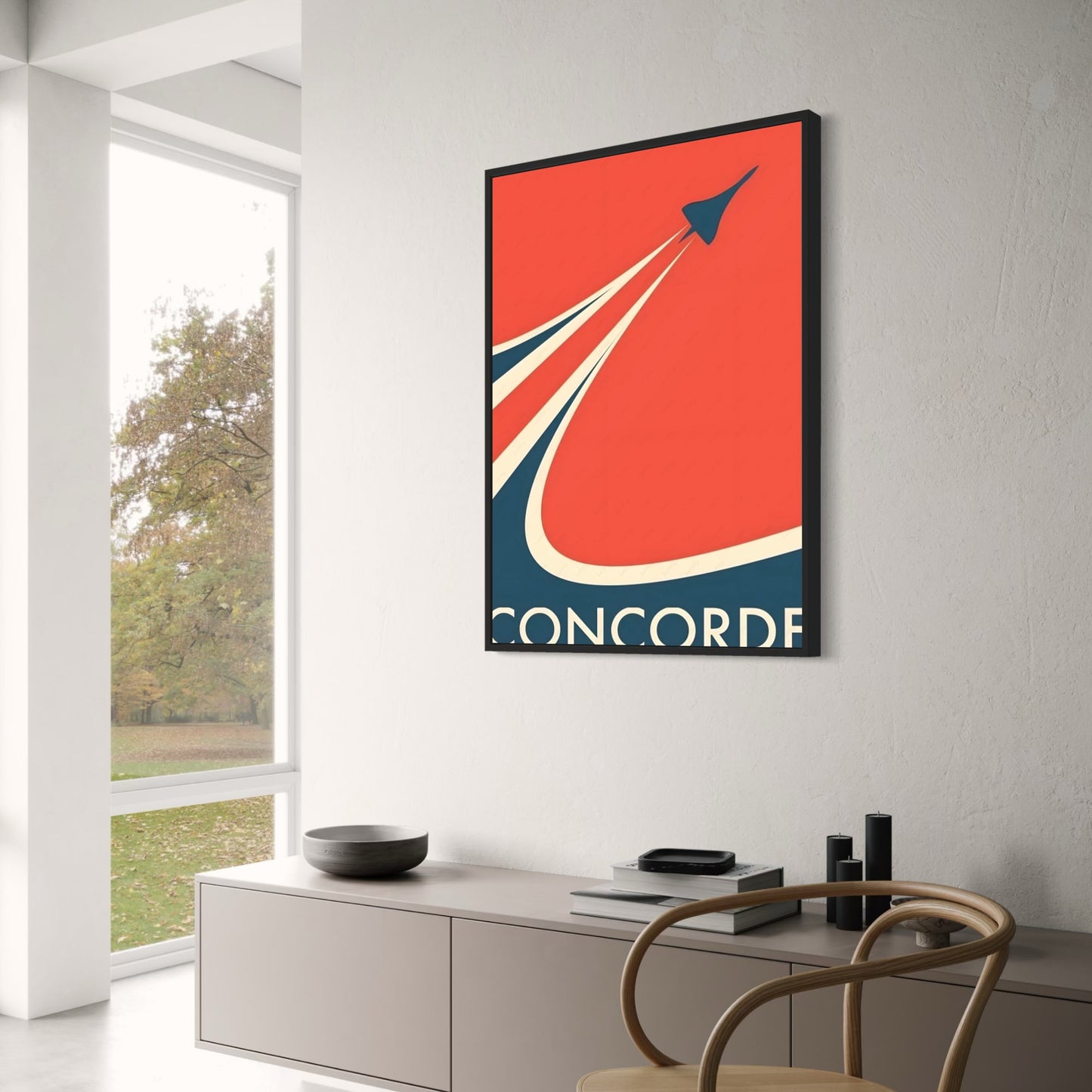 Retro Concorde Silhouette | Supersonic Jet | Bold Red & Cream