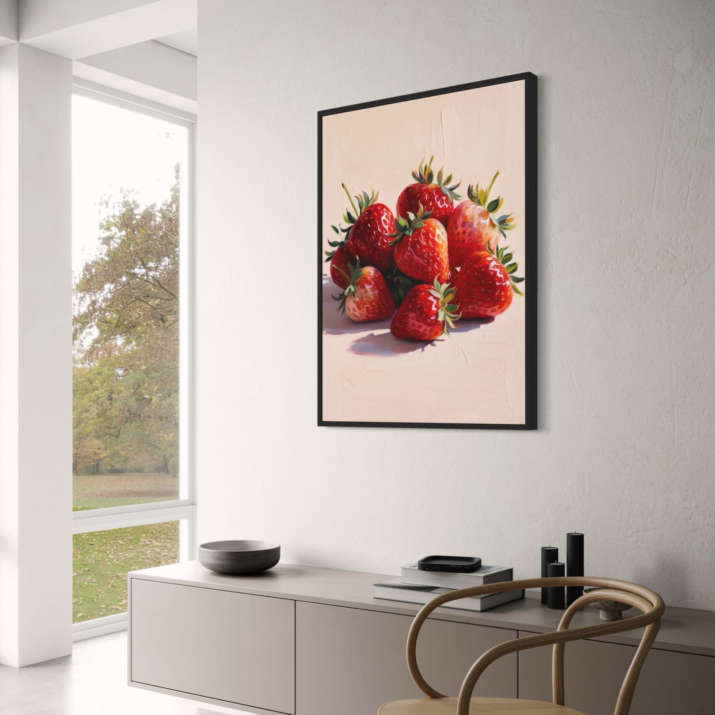 Aardbei Kunst | Botanische Stijl | Levendig Rood