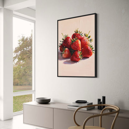 Aardbei Kunst | Botanische Stijl | Levendig Rood