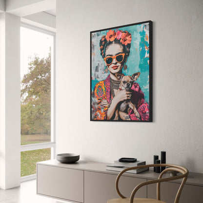 Frida-Kahlo-Stil | Chihuahua-Porträt | Farbenfrohe Kunst