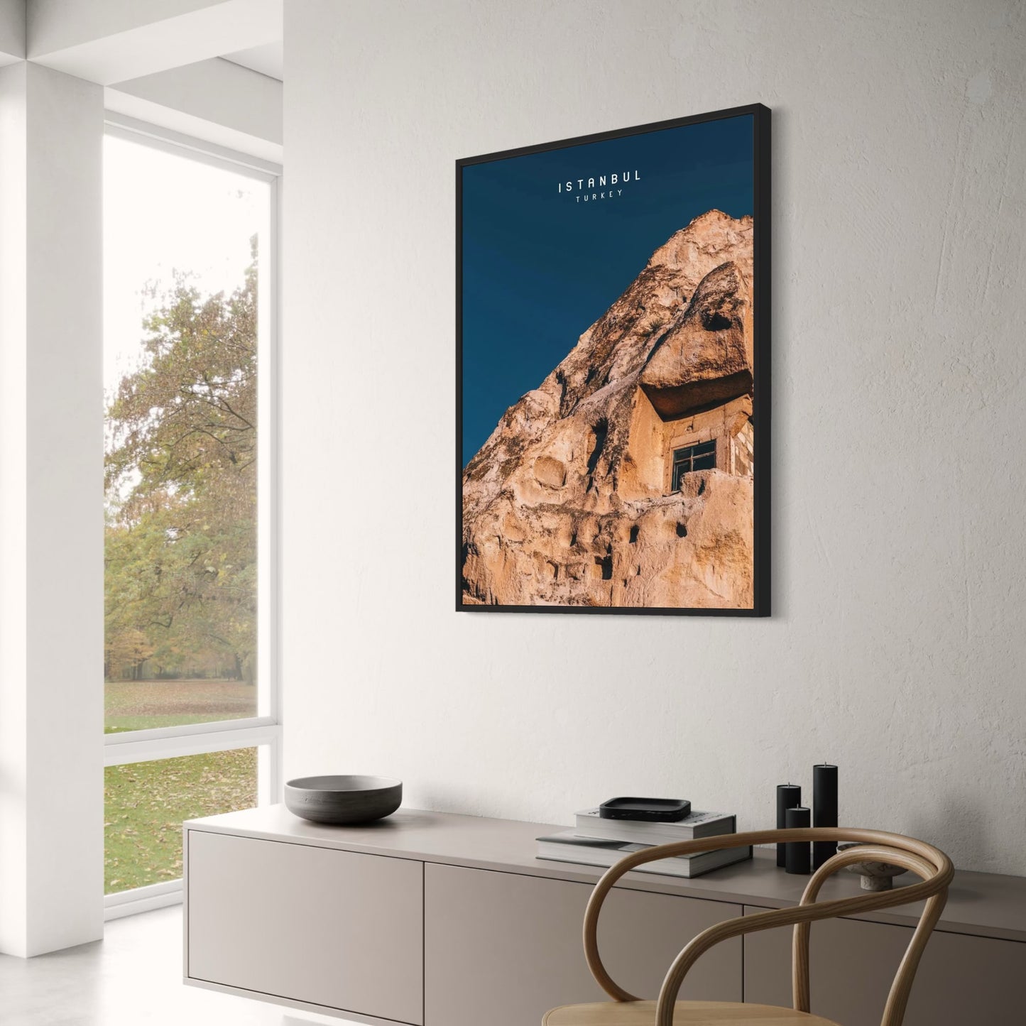 Poster mit Höhlenwohnungen in Kappadokien | Antike Felslandschaft | Einzigartige türkische Landschaft | Kunst aus Istanbul und Konstantinopel | Leinwandbild Türkei