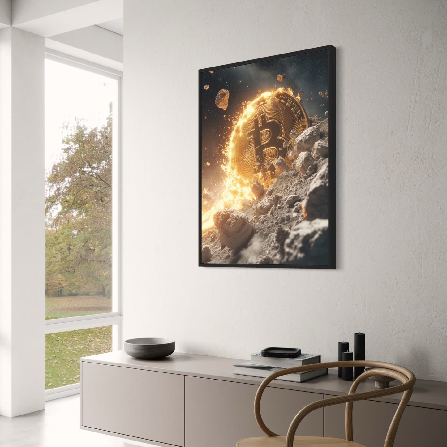 Bitcoin Explosion Poster Krypto Digitale Währung Kunst, Futuristisches Dekor | Wohndekor | Dekorationsposter
