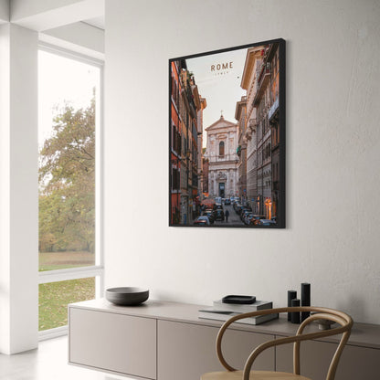 Via Giulia | Rom | Italien | Spaziergang durch historische Straßen | Architektonische Schönheit | Faszinierende Rom-Poster