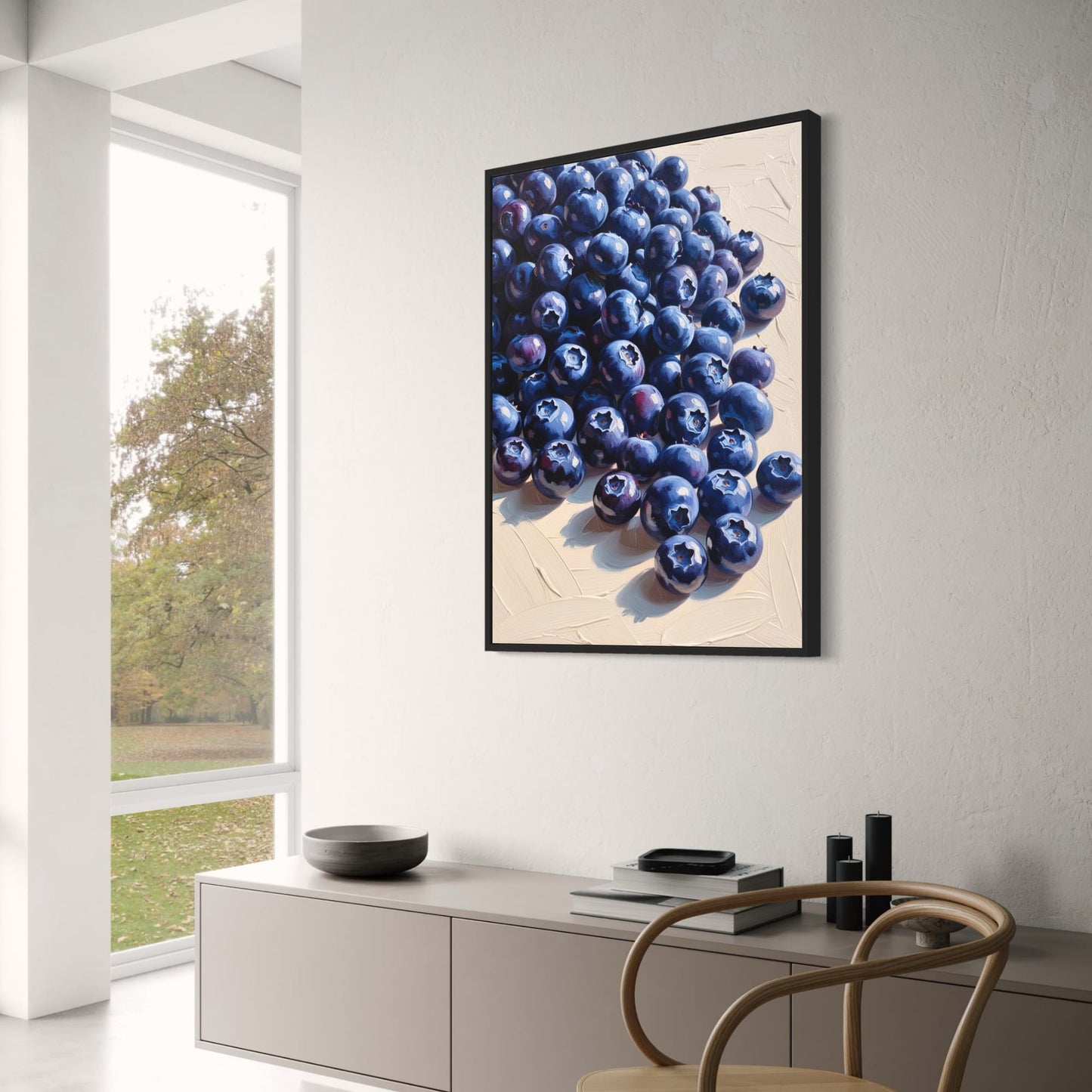 Blaubeer-Kunstdruck | Wanddekoration für die Küche | Obstposter | Naturkunstwerk | Blaubeerdekor | Kulinarische Kunst für Zuhause