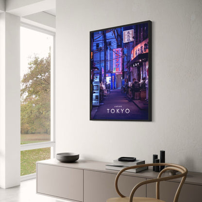 Straßenstimmung bei Nacht | Tokio | Neonlichter und Stadtleben | Urbane japanische Ästhetik | Poster zur japanischen Architektur