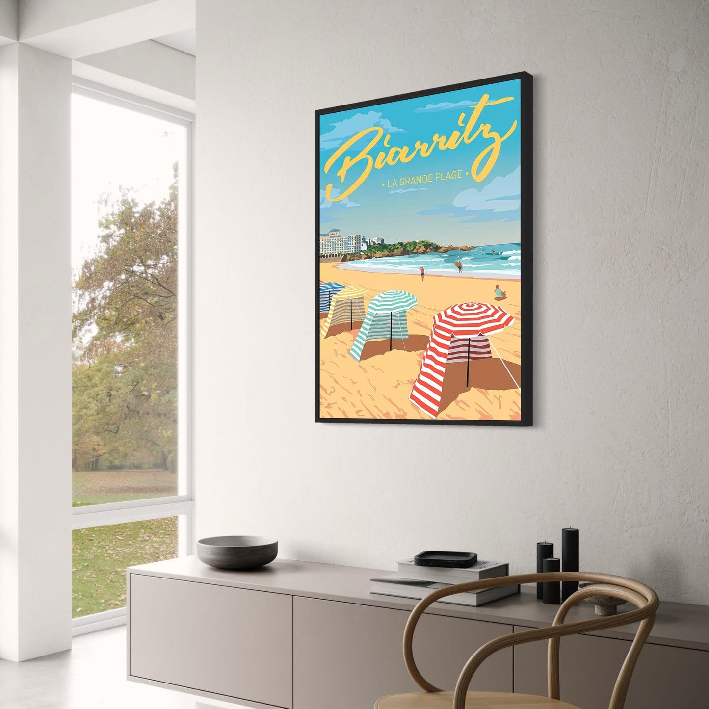La Grande Plage | Biarritz Coastal Scene | Wall Art Poster | French Beach Décor | Coastal Charm Vintage Print
