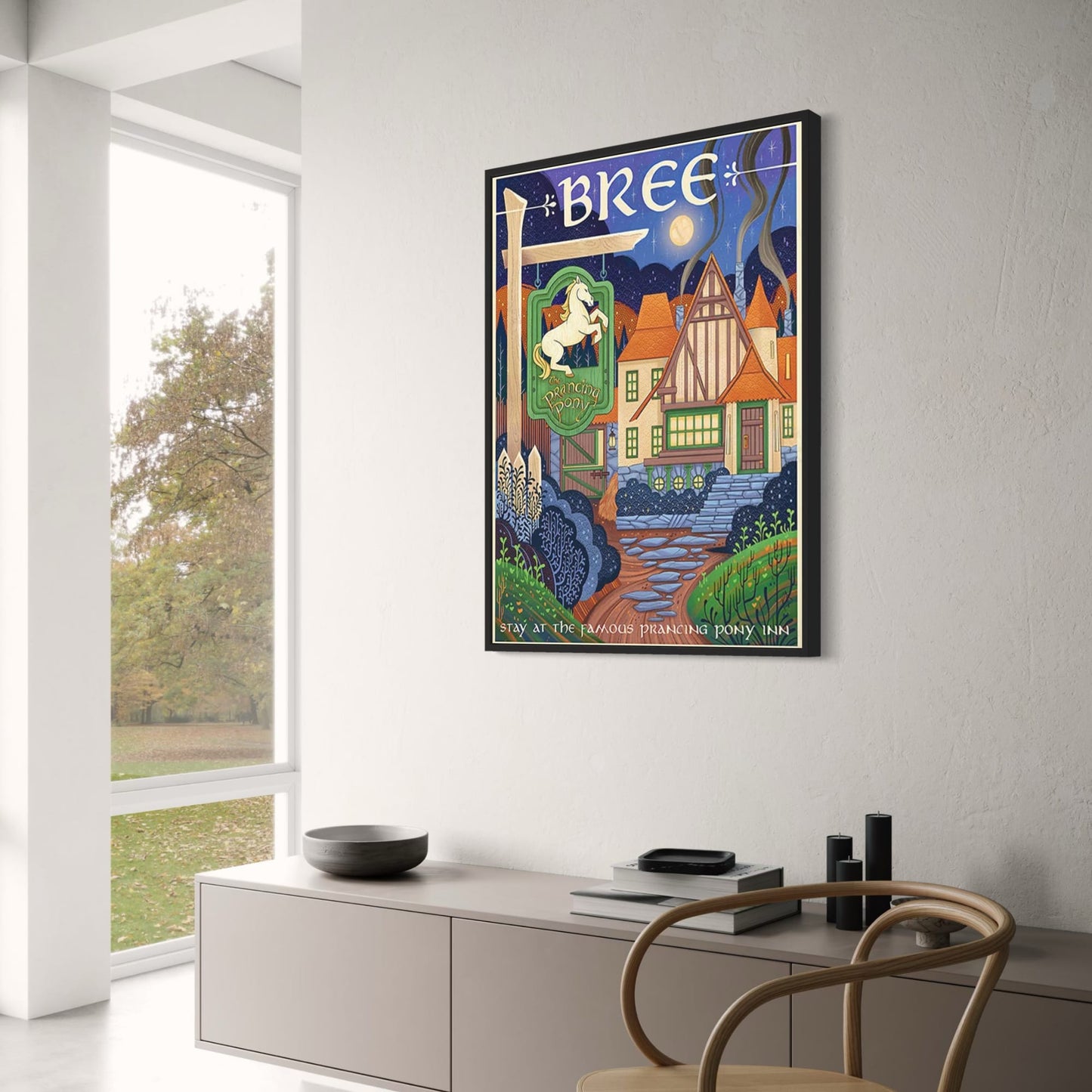 Bree Poster | Stay at the Famous Prancing Pony Inn in Bree: Vintage Style Poster  A Nostalgic Piece for Fans of Classic Taverns and Mythical Crossroads