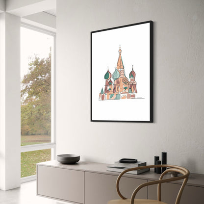Saint Basil's Cathedral Moscow Poster | Colorful Architectural Art | Russian Landmark Illustration | Vibrant Wall Decoration