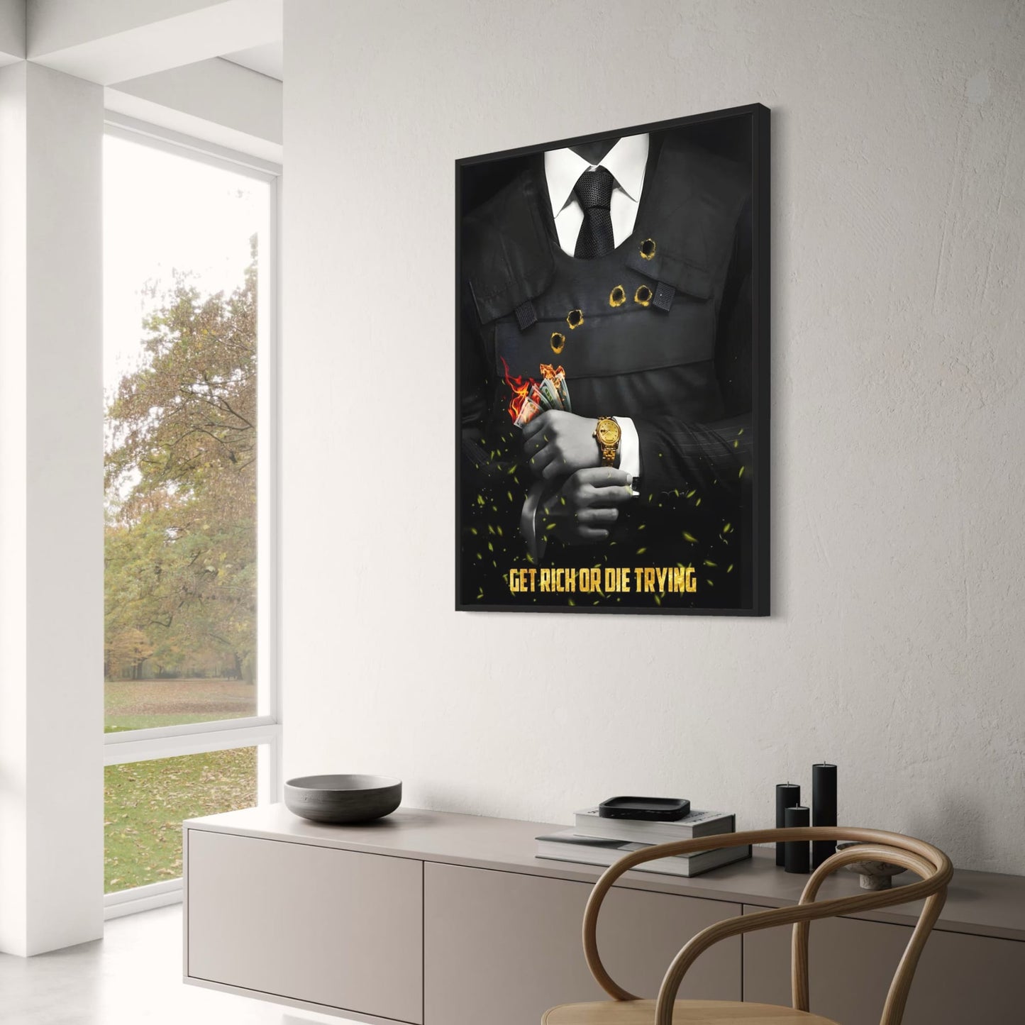 Get Rich or Die Trying Poster  Money and Success Motivational Wall Art | Home Decor | Decoration Poster