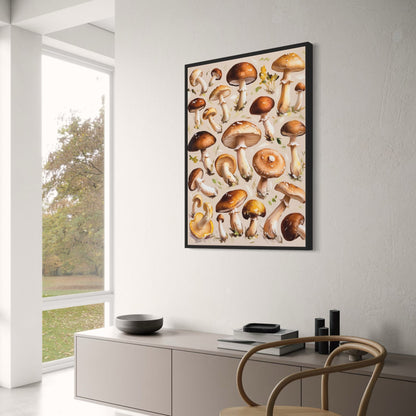 Diverse Mushroom Species | Nature Wall Art | Illustrated Funghi Poster for Home Décor | Botanical Artwork | Colorful Mushroom Collection