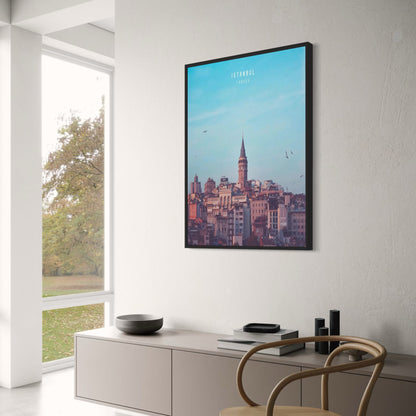 Poster Galataturm | Blick im Morgengrauen | Historisches Wahrzeichen | Skyline von Istanbul | Bezaubernde türkische Landschaftskunst | Reisedekor Türkei
