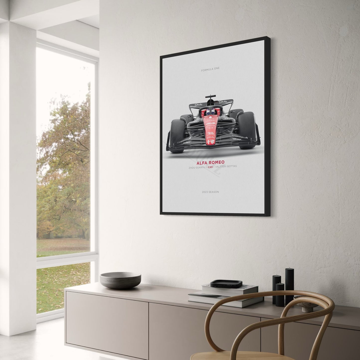 Alfa Romeo C43 Poster | Zhou Guanyu & Valtteri Bottas | Formula 1 Racing Art | Speed & Precision Decor