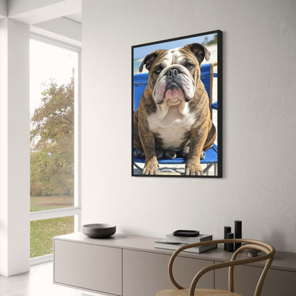 Beach Day Bulldog | Relaxed Portrait in Blue Chair