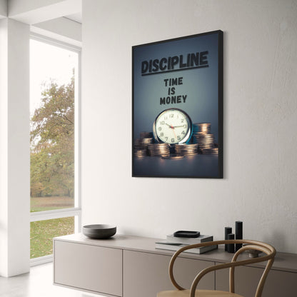 Discipline Time is Money Poster  Motivational Clock and Money Art | Home Decor | Decoration Poster