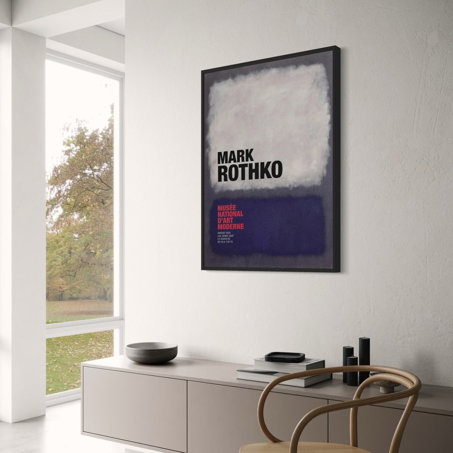 Mark Rothko | White & Navy on Grey | Modern Abstract