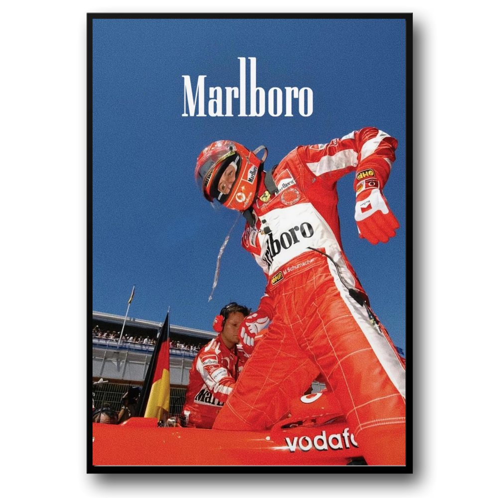 Vintage-Formel-1-Poster | Kunstwerk des Grand Prix von Monaco | F1-Rennen Ferrari F2000 | Michael Schumacher Grid Art