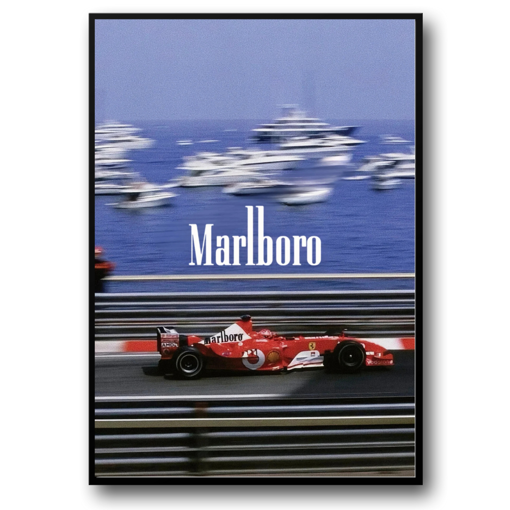 Poster | Klassisches Formel-1-Rennen | Großer Preis von Monaco | Ferrari F2000 | Michael Schumacher | Vodafone-Thema
