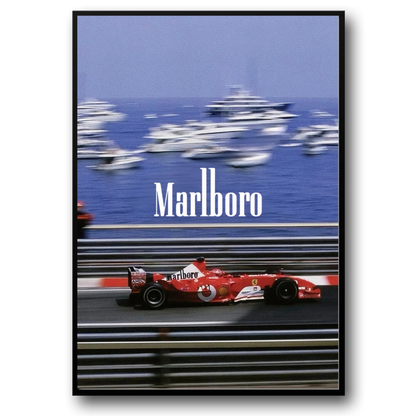 Poster | Klassisches Formel-1-Rennen | Großer Preis von Monaco | Ferrari F2000 | Michael Schumacher | Vodafone-Thema