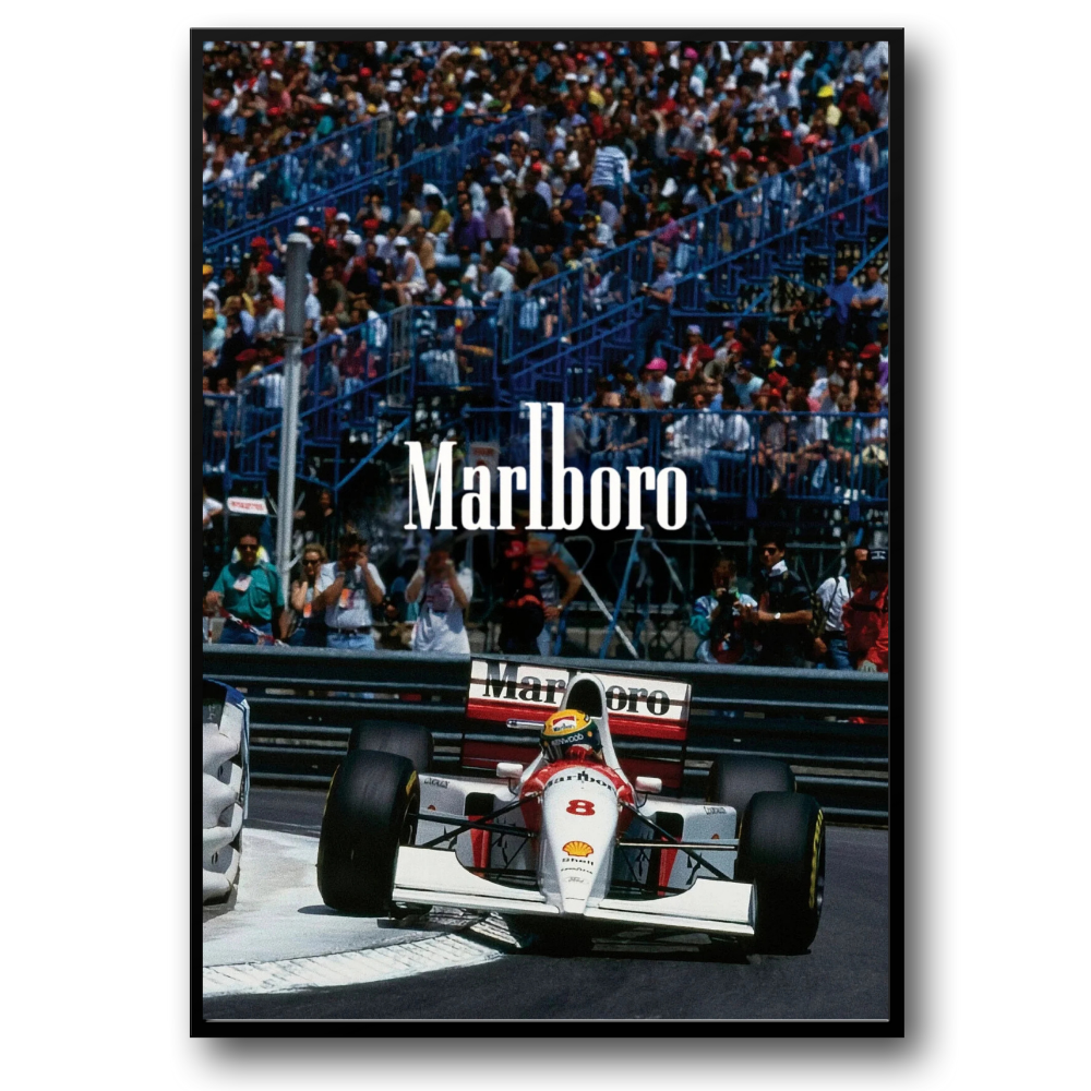 Vintage-Formel-1-Poster | Großer Preis von Monaco | McLaren MP4/4 | Ayrton Senna & Alain Prost | Rennsaison 1988