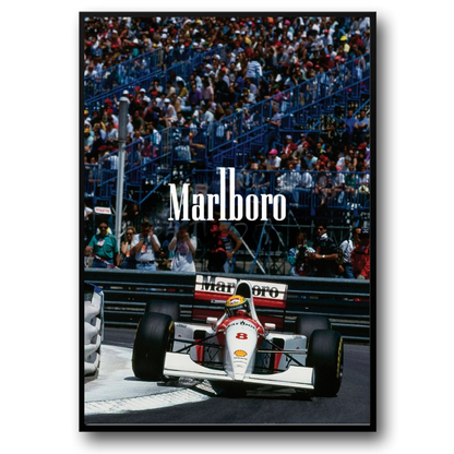 Vintage-Formel-1-Poster | Großer Preis von Monaco | McLaren MP4/4 | Ayrton Senna & Alain Prost | Rennsaison 1988