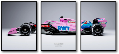 3-teiliges Wandbild | Formel-1-Rennwagen-Poster | Alpine F1 Team | Hochwertiger Druck | Wohndeko