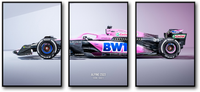 Alpine F1 Team | Dreiteiliges Formel-1-Rennwagen-Poster | 3-teilige Wandkunst | Motorsport-Dekor