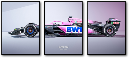 Alpine F1 Team | Triple Panel Formula 1 Racing Car Poster | 3-Piece Wall Art | Motorsport Decor