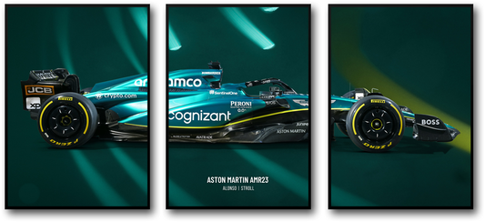 3-Piece Poster Set | Formula 1 | Aston Martin F1 Car Art | Triple Panel Wall Decor | Racing Car Print
