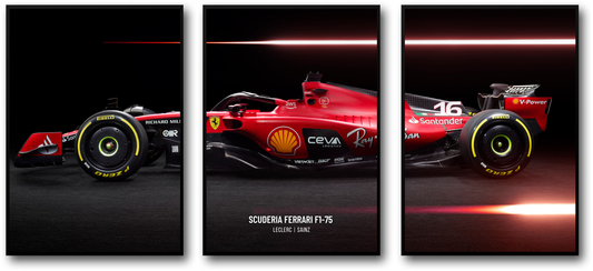 3-Piece Wall Art | Ferrari F1 Car Poster | Charles Leclerc Poster | Lewis Hamilton Poster | Formula 1 Racing Decor | Multi-Panel Motorsport Print | Home Office Wall Artwork