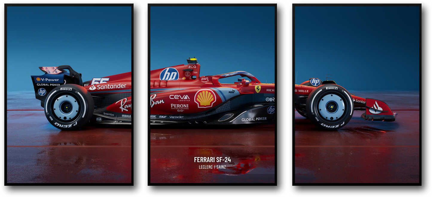 3-teiliges Formel-1-Posterset | Ferrari-Rennwagen-Kunstwerke | Wandkunstdrucke | Charles-Leclerc-Poster | Lewis-Hamilton-Poster | Heimdeko | Motorsport